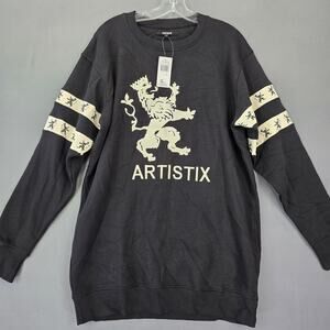 Artistix Long Sleeve Graphic Fleece Sweatshirt Mens Size Large Black Lion Beast